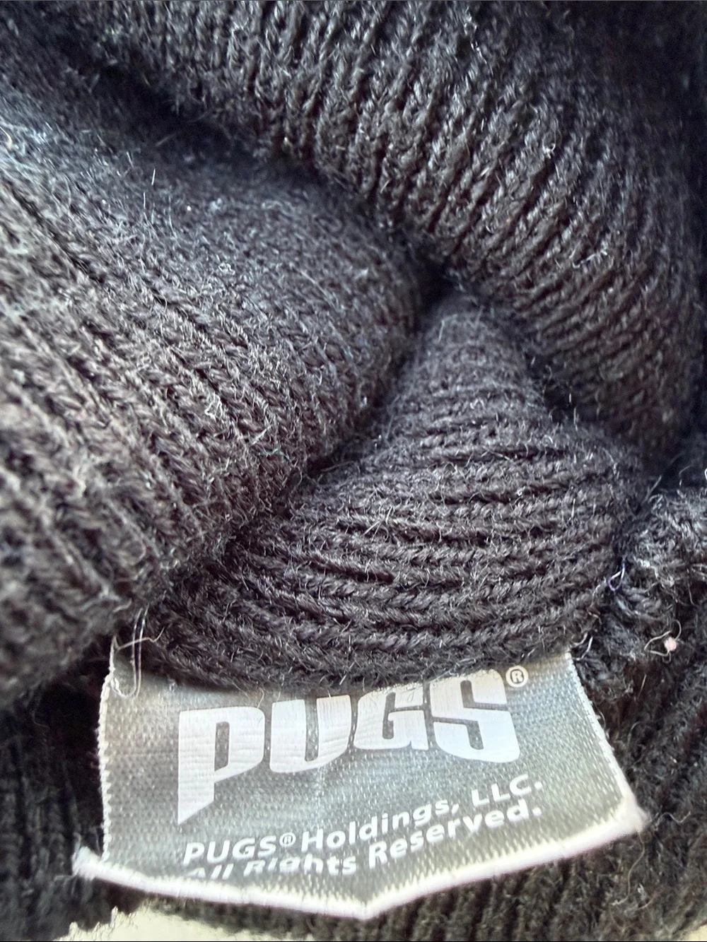 Pugs Kids Black Knit Beanie with Floral Ear Accents